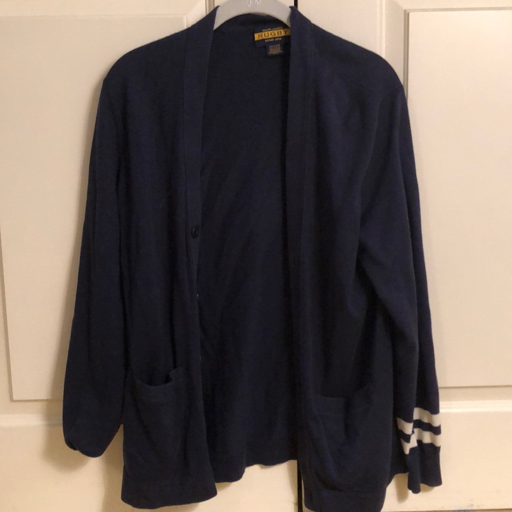 Navy Blue Ralph Lauren Rugby Cardigan